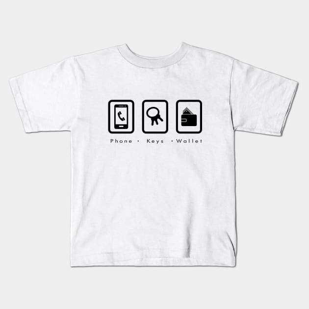 PKW- Phone Keys Wallet Check - dark Kids T-Shirt by straightupdzign